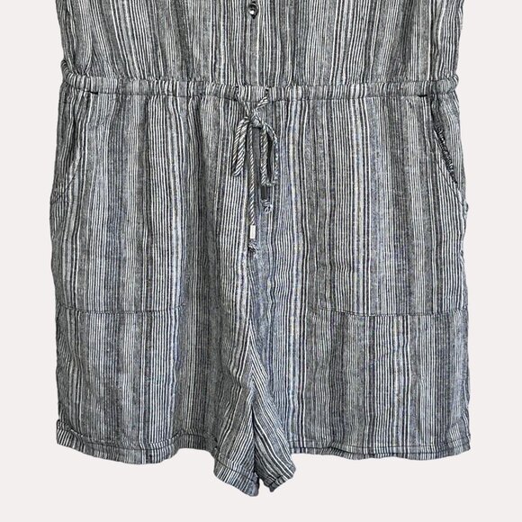 Kelly Renée Sleeveless Striped Romper Jumpsuit Drawstring Waist Pockets Size L - Picture 6 of 14
